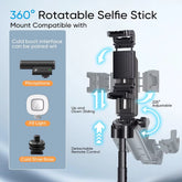 3In1 Selfie Stick Tripod Handle Phone Tripod Selfie Stablizer W Bluetooth Remote Phone Holder for Iphone 16 15 14 13 12 Android