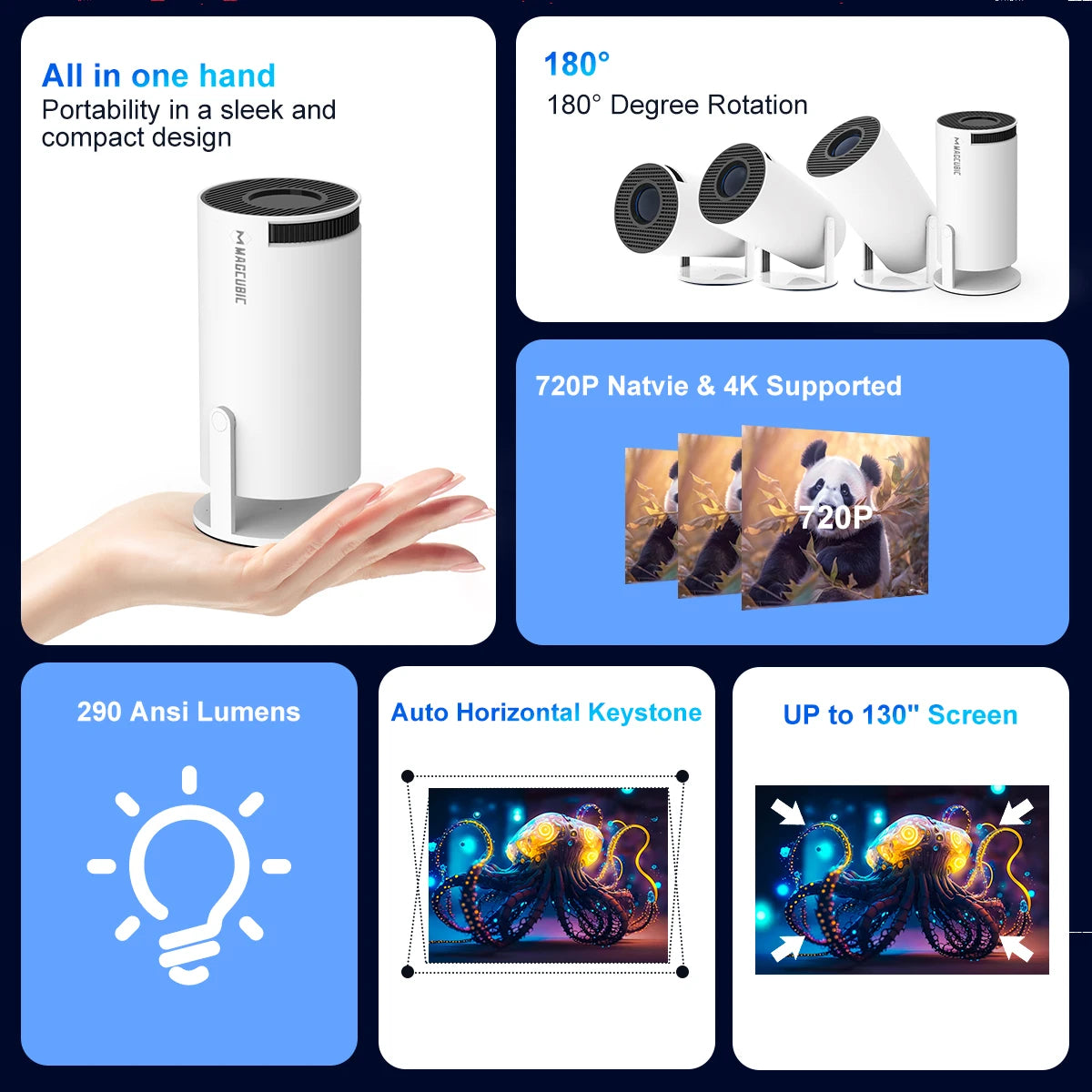 Cinecast™ HY300 PRO Smart Projector – 4K Ready. Wifi 6 Fast. Theater Anywhere