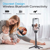 3In1 Selfie Stick Tripod Handle Phone Tripod Selfie Stablizer W Bluetooth Remote Phone Holder for Iphone 16 15 14 13 12 Android