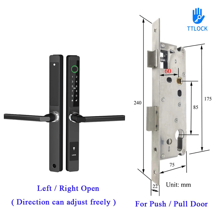 Waterproof Smart Lock – Fingerprint, Password & Card Access for Sliding Doors