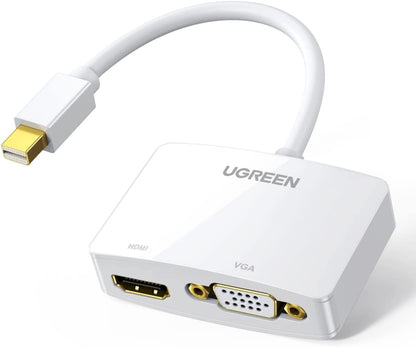 Mini Displayport to HDMI VGA Adapter, 4K Thunderbolt 2 Adapter 2 in 1 Mini DP Converter Compatible with Macbook Pro Air Imac Surface Pro1 2 3 4 6 Surface Laptop 2 Thinkpad X1, White