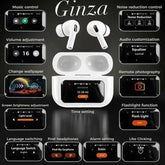 LED Display Noise-Canceling Bluetooth Earbuds