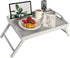 Wood Bed Tray, Lap Desk with Phone Holder - Fits up to 17.3 Inch Laptops and Most Tablets - Calming Gray - Style No. 78105