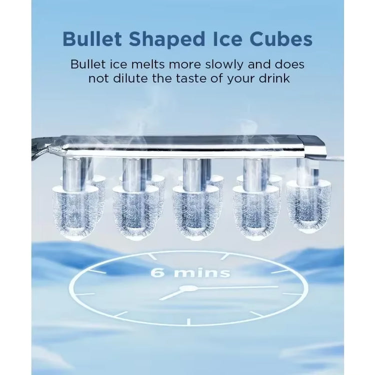Ice Maker Countertop, Portable Machine with Self-Cleaning, 26.5Lbs/24Hrs, 9 Bullet Ice Cubes in 6 Mins, Basket