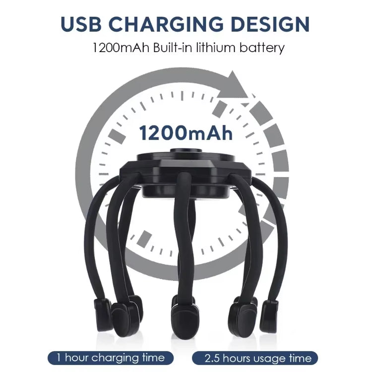 Neurorelax™ Octopus Head Massager: 20-Contact Electric Scalp Massager with Red Light Therapy