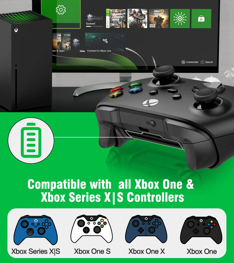 Xbox Rechargeable Battery Pack & Charging Station – 4X 1200Mah(3000Mwh) Long-Lasting Batteries for Xbox Series X/S/One Controllers