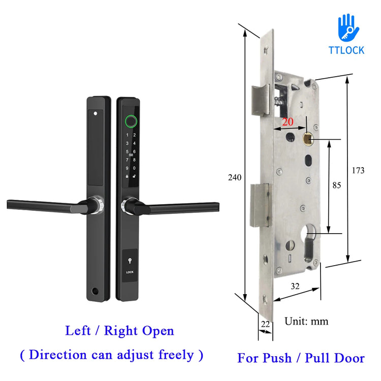 Waterproof Smart Lock – Fingerprint, Password & Card Access for Sliding Doors