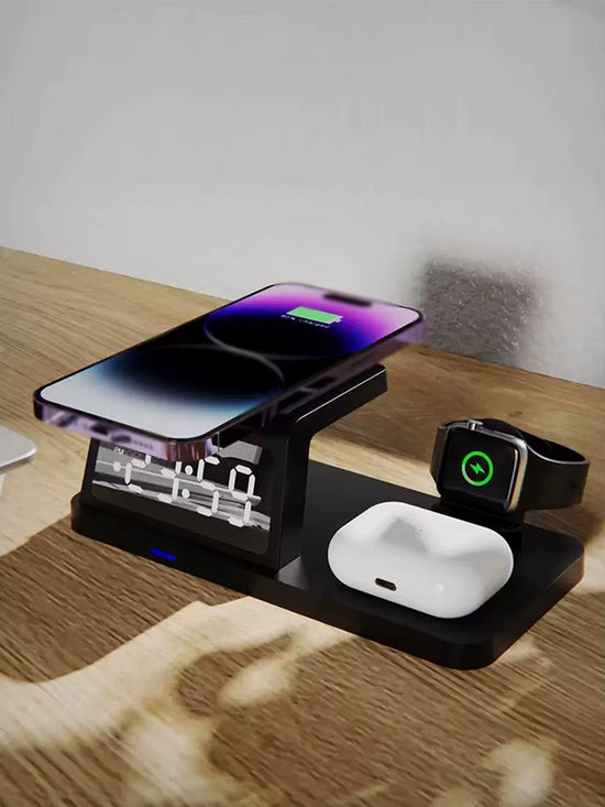 Powerhub Pro 3-In-1: Fast Wireless Charger, Smart Clock & Alarm – All in One Sleek Device