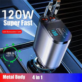 Voltrush™ 4-In-1 Retractable Car Charger – Fast Power, Zero Clutter