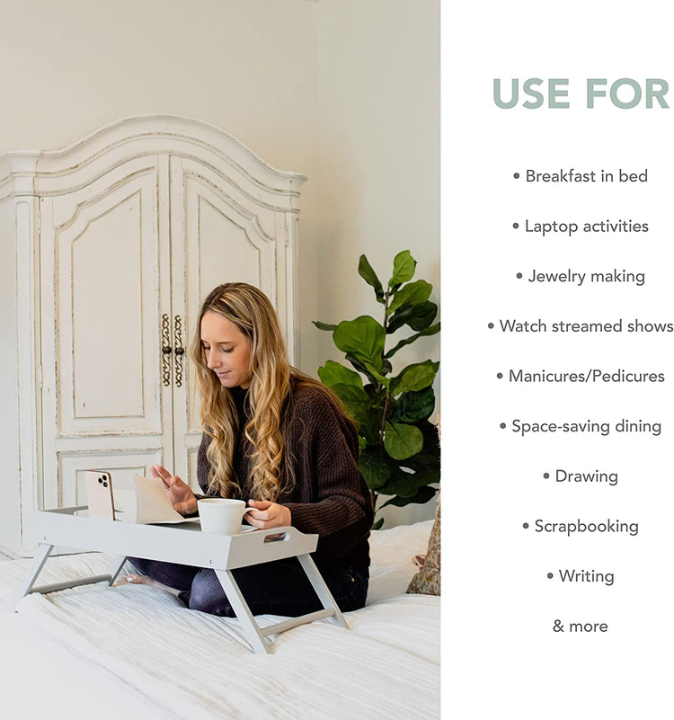 Wood Bed Tray, Lap Desk with Phone Holder - Fits up to 17.3 Inch Laptops and Most Tablets - Calming Gray - Style No. 78105